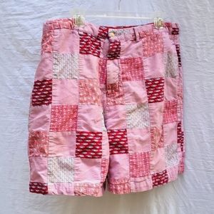 Men's Vineyard Vines shorts, red patchwork print, nautical, beach, sz 36
